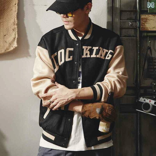 メンズ アメリカン レトロ 野球 ユニフォーム ジャケット 春 スエード トップス 服 春秋 メンズ アメリカン レトロ 野球 ユニフォーム ジャケット 春 スエード トップス 服 春秋