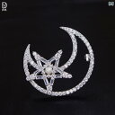 レディース アクセサリー ブローチ おしゃれ 入学式 レトロ ムーン 星 回転可能 アメリカ コサージュピン バッジ コート スーツ