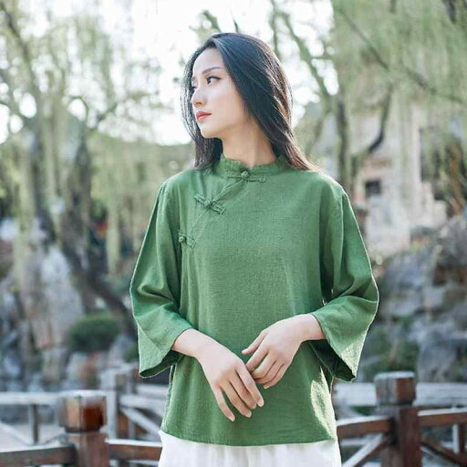 トップス エスニック ナチュラル リラックスフィット レディース 婦人服 瞑想 修道 瞑想服 シャツ 中華風 チャイナ風 ゆったり コットン 七分袖 トップス エスニック ナチュラル リラックスフィット レディース 婦人服 瞑想 修道 瞑想服 シャツ 中華風 チャイナ風 ゆったり コットン 七分袖