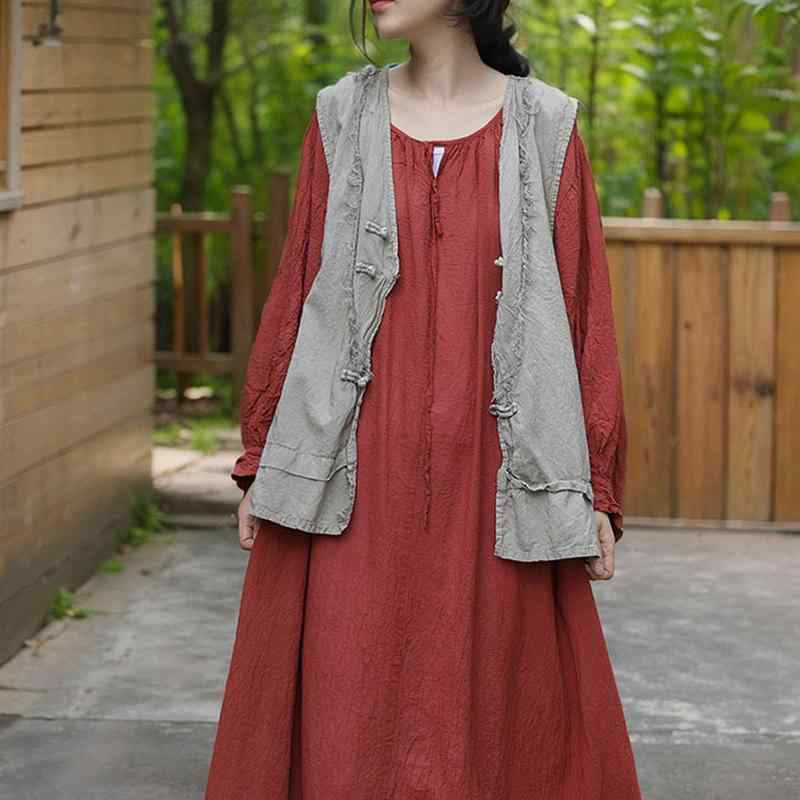 レディース トップス レトロ ナチュラル カジュアル 普段着 婦人服 ベスト チョッキ ジレ チャイナ風 中華風