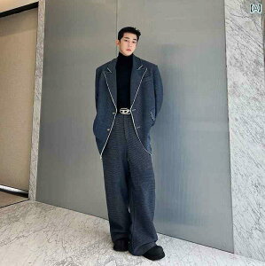 メンズ スーツ ジャケット 秋 韓国 系 アメリカ 人 ストリート レトロ ウォッシュ 生 エッジ デニムスーツ シルエット