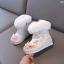 シュートブーツ かわいい ベビー キッズ 子供用 中華風 漢服 靴 冬 女の子 刺繍入り エスニック レトロ 服 雪 中 女児 赤ちゃん 挨拶 プリンセス 綿 ブーツ