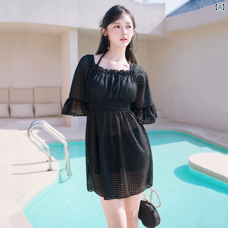 水着 レディース ビキニ 3点セット セパレート スクエアネック スカートセパレート水着 プール 温泉 海水浴 スリム レディース 爽やか(4)
