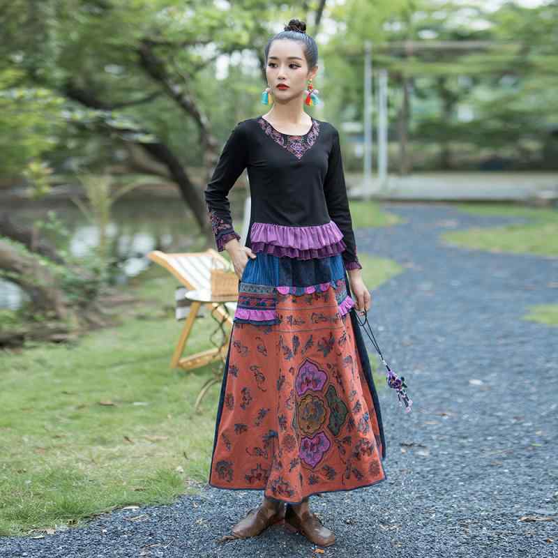 ボトムス スカート ロング ゴージャス チャイナ 刺繡 スリム フィット ロング 中国風 レトロ 漢服 かわいい 婦人服 清楚 春夏秋 レディース 小さめ レディース