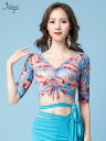 ベリーダンス シフォンシャツトップス 夏 練習服 セクシー スリム カバー ベリーダンス オリエンタル ダンス パフォーマンス 服 フェアリー