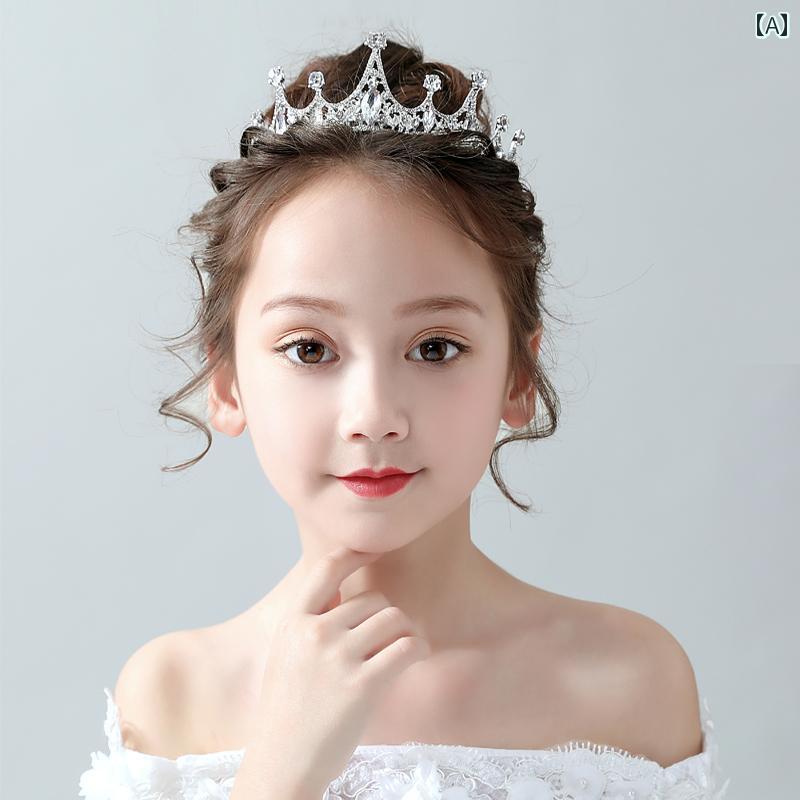子供 韓国 王冠 ティアラ クラウン アクセサリー カチューシャ ラインストーン 誕生日 パフォーマ
