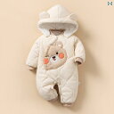 ロンパース かわいい 新生児 冬 綿 コート 優雅 厚手 キルティング ベビー ジャンプ スーツ フード付き ジャケット 暖かい