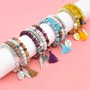 ブレスレット ボヘミアン エスニック エキゾチック カップル 親友 メンズ レディース ビーズ ハンド アクセサリー ジュエリー カラー