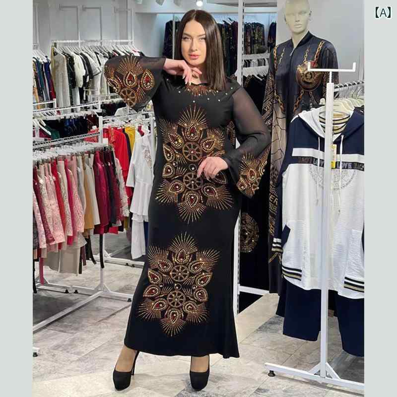 レディース エスニック ファッション ゆったり 民族衣装 ワンピース エレガント 精巧 トルコ 孔雀羽 ドレス ローブ レディース イス 教徒 ビジネス パーティー サテン ローブ