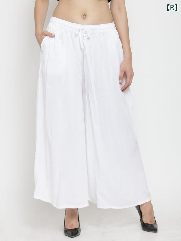 レディース ワイドレッグパンツ エスニックファッション 民族衣装 インド パンツ ズボン 綿 ゴムウエスト フリー サイズ 薄手 6 エキゾチック ゆったりシルエット シフォン