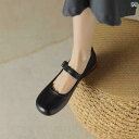レディース パンプス レザー オフィス 通勤 フレンチ ラウンドトゥ ワン ワード バックル 女性用 メリージェーン シューズ 浅い口 太い ヒール 赤い 小さい 革靴 ソフト ソール グラニー ミッド シングル