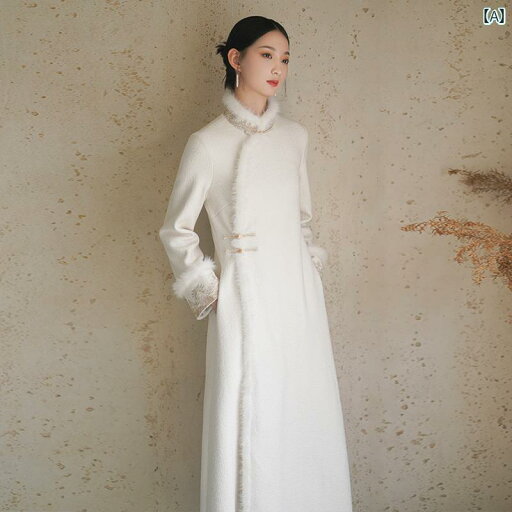 レディース チャイナドレス 清楚 中華風 チャイナ ウール 女性 秋冬 ロング フル ブレスト オーストラリアン コート レディース チャイナドレス 清楚 中華風 チャイナ ウール 女性 秋冬 ロング フル ブレスト オーストラリアン コート