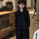 チュニック トップス パンツ Tシャツ チャイナ風 キッズ 子供 おしゃれ ファッション ブラック 男の子 韓服 レトロ エスニック セット ポリエステル