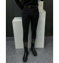 デニム パンツ 黒 メンズ おしゃれ着 ウォッシュド ブラック スターリー ジーンズ 韓国 スリムフィット ストレッチ カジュアル パンツ ストリート ズボン(4)