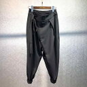 サルエル パンツ ドレープ パンツ ズボン ボトムス メンズ おしゃれ ファッション シンプル 黒 スリム 非対称 クロップドパンツ 大きめサイズ ゆったり アシンメトリー