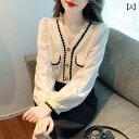 レディース レース シャツ 女性 秋冬 エレガント インナー シフォン トップス 小さい