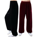 レディース メンズ パンツ 太極拳 厚手 暖かい ゴールデン ベルベット 秋冬 服 スーツ 体操着 トレーニング ウェア マッサージ師 制服 ランタンー 朝 運...
