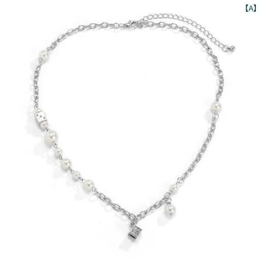 メンズ チェーン ネックレス ダイス 人工 パール クロス アメリカ ヒップ ホップ 鎖骨 メンズ チェーン ネックレス ダイス 人工 パール クロス アメリカ ヒップ ホップ 鎖骨