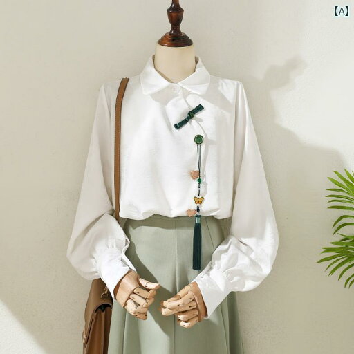 レディース ブラウス おしゃれ 中華風 プレート ボタン レトロ 長袖 白 シャツ 女性 春 ジャカード トップス レディース ブラウス おしゃれ 中華風 プレート ボタン レトロ 長袖 白 シャツ 女性 春 ジャカード トップス