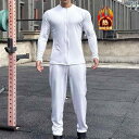 メンズ パンツ マッスル ウェア スポーツ スーツ フィットネス ファッション 秋冬 薄手 ベルベット 長袖 トップス ジッパー シャツ ランニング トレーニング 服(4)