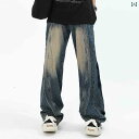レディース メンズ パンツ デニム ゆったり おしゃれ バギー アメリカ 頑丈 高級 スプライス ジーンズ 男性用 女性用 ダメージ 加工 ワイド レッグ スト...