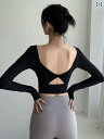 レディース フィットネス ウェア ハイウエスト ショート T シャツ トップス 胸パッド 筋トレ ストレッチス 服 背中 開いた スリム 長袖 プロ ランニング...