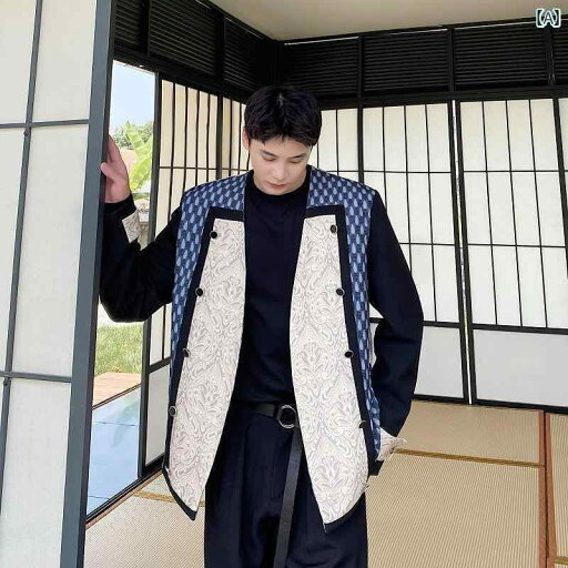 メンズ ファッション おしゃれ 韓国 秋 男性用 カラーマッチング スーツ ノー カラー レトロ トップス 個性的 エレガント メンズ ファッション おしゃれ 韓国 秋 男性用 カラーマッチング スーツ ノー カラー レトロ トップス 個性的 エレガント