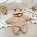 ロンパース かわいい 韓国 ins 冬 暖かい 這う服 厚手 ベルベット ベビー コットンコート ジャケット 男性 女性 カバー オール