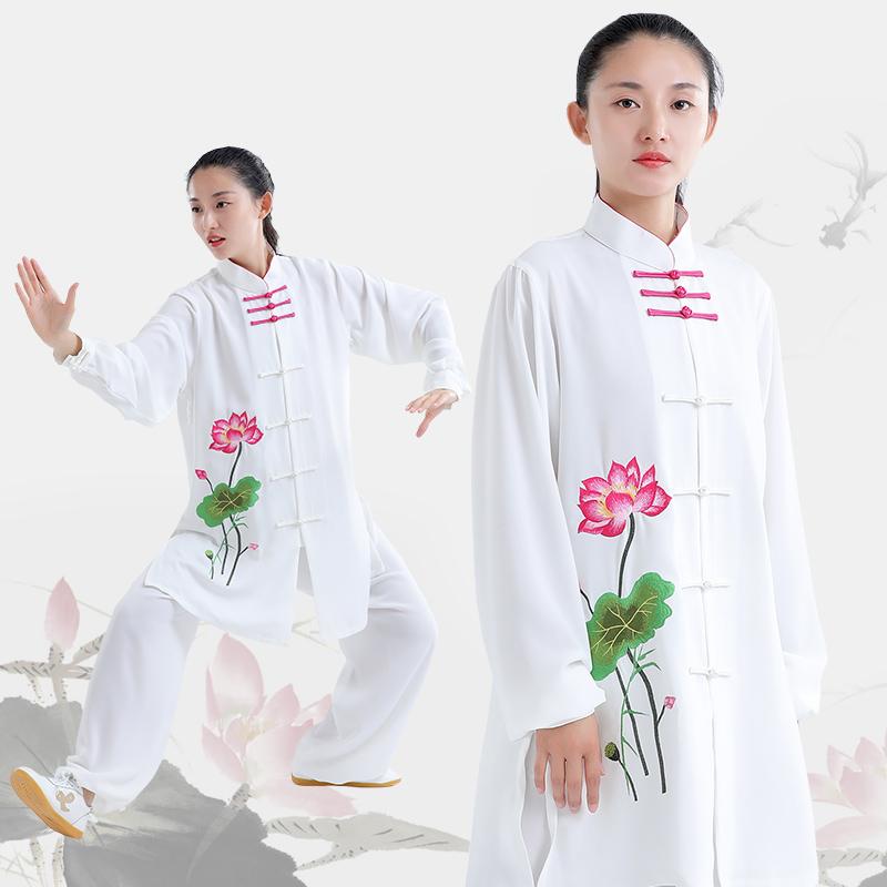 カンフー服 太極拳 体操 スポーツウェア トレーニングウェア 中国 練習 競技 パフォーマンス エレガント メンズ レディース(4)