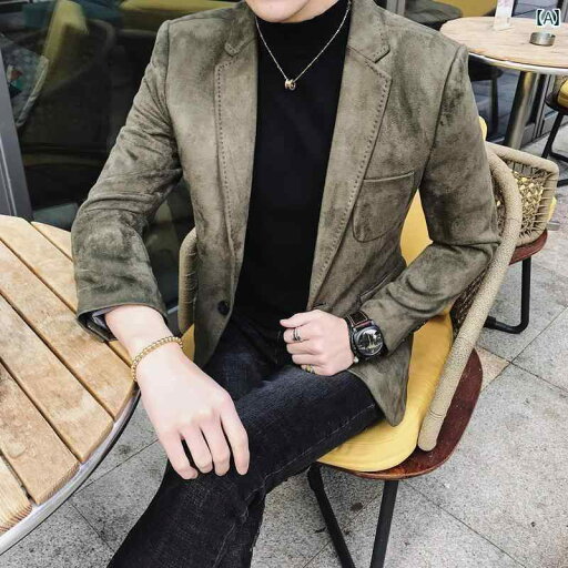 メンズ カジュアル 秋冬 スエード スーツ ジャケット 韓国 スリム 小さめ 若々しい ファッション シングル トップス メンズ カジュアル 秋冬 スエード スーツ ジャケット 韓国 スリム 小さめ 若々しい ファッション シングル トップス