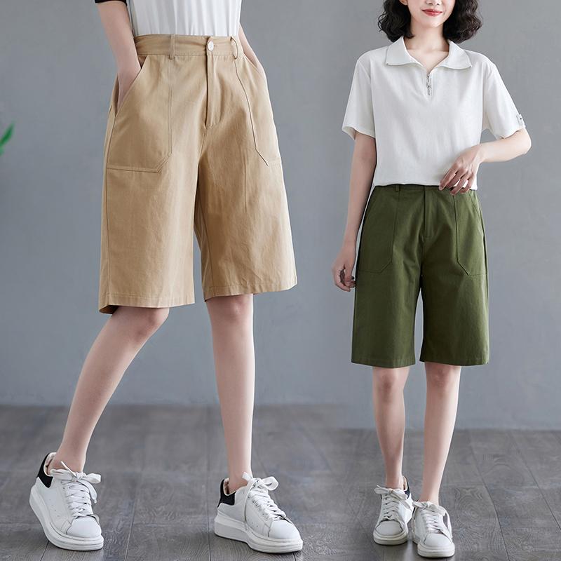 レディース ショートパンツ 短パン コットンパンツ ウエストゴム シンプル カジュアル ゆったり 通学 ドライブ アウトドア 快適コーデ 着回し自在(4)