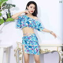 レディース 夏 ベリーダンス 衣装 ショート スカート 練習着 プリント オリエンタル ダンス パフォーマンス スーツ 初心者 エントリー