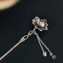 かんざし 髪飾り 中国 アネモネ タッセル ヘアピン レディース チャイナ レトロ シンプル ヘア アクセサリー シック