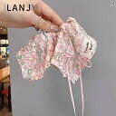 花柄リボンシュシュ ヘアリング ゴム かわいい ピンク ウサギ チェリー 花 正方形 スカーフ ヘア ネクタイ 頭飾り アクセサリー ファッション小物 韓国 おしゃれ 普段使い使い 快適アイテム