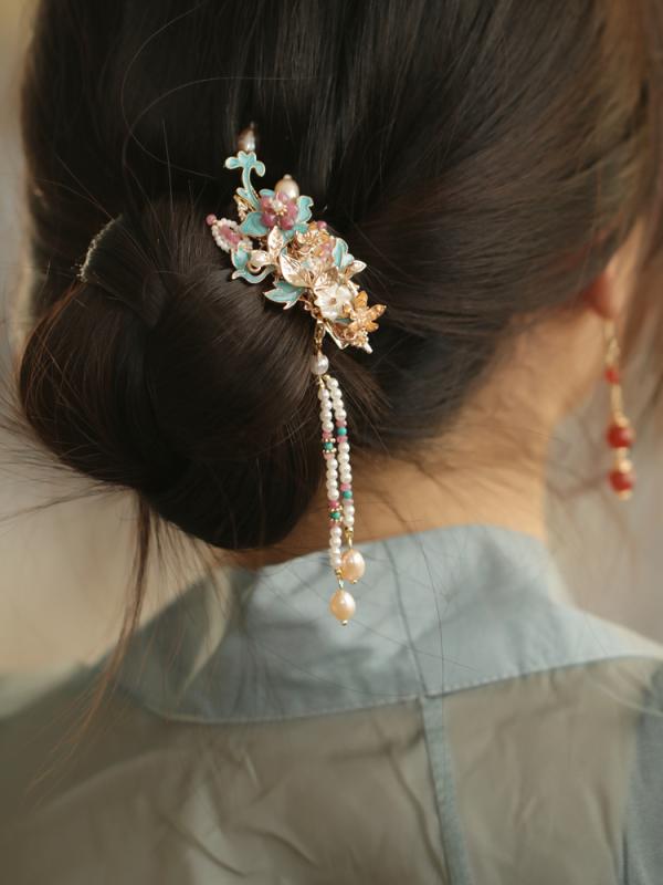 ヘアアクセサリー レトロ アンティーク エスニック 小道具 ゴージャス 衣装 アジアンテイスト 漢服 アクセサリー 髪飾りクリップ