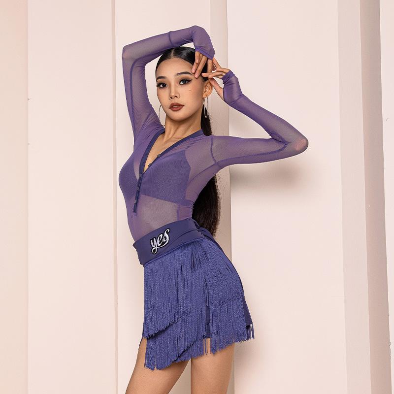 ラテン ダンス ダンス服 レディース トップス ダンス服 ファッション 練習服 ジャンプスーツ フラメンコ サンバ ルンバ チャチャ Vネック