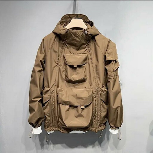 トップス ジャケット メンズ 屋外 アウトドア 秋冬 ビッグ ポケット ダブル ジッパー コットンジャケット フード付き パーカー トップス ジャケット メンズ 屋外 アウトドア 秋冬 ビッグ ポケット ダブル ジッパー コットンジャケット フード付き パーカー