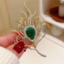 コート ブローチ 上品 セレモニー ハイエンド エメラルド 孔雀 羽 ブローチ 女性 スーツ コサージュ ファッション 洋服 ピン ギフト