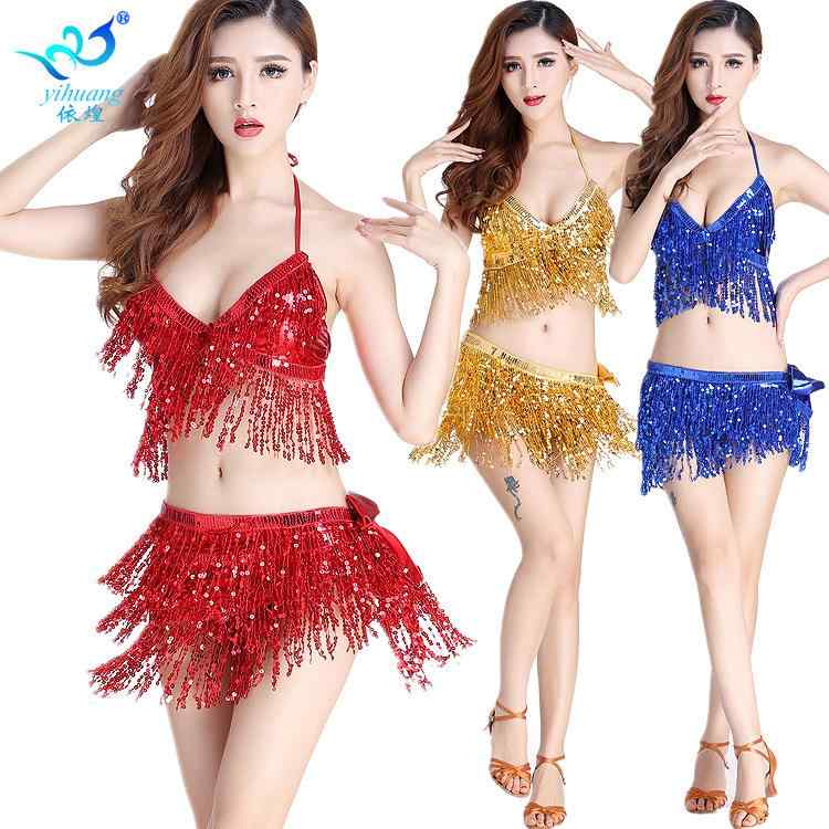 ベリーダンス パフォーマンス フリンジ 衣装 スパンコール キラキラ スーツ 練習 ブラジャー インドダンス 魅惑 キャバ 衣装 大人 レディース