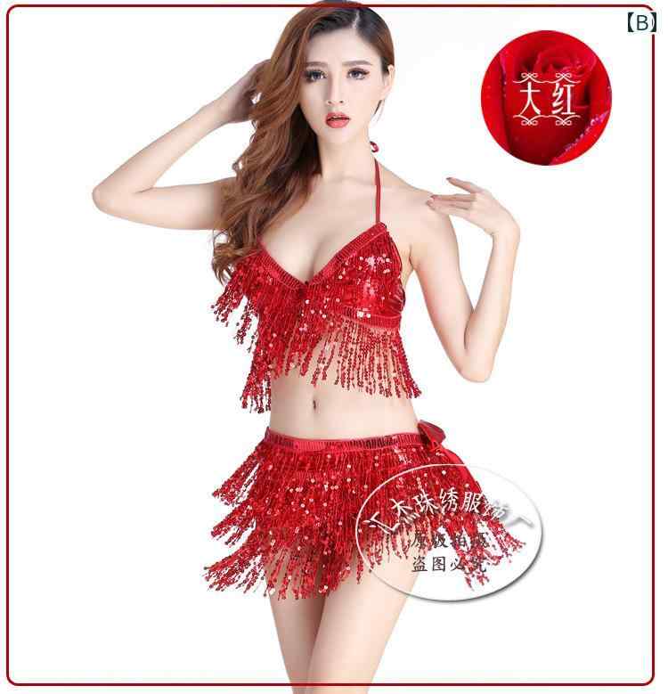 ベリーダンス パフォーマンス フリンジ 衣装 スパンコール キラキラ スーツ 練習 ブラジャー インドダンス 魅惑 キャバ 衣装 大人 レディース