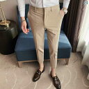 パンツ スーツ スラックス メンズカジュアル 夏 薄手 スリムフィット 冷感 韓国 ストレート 九分丈