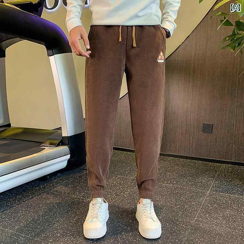 パンツ カジュアル メンズ コーデュロイパンツ 冬 厚手 ベルベット カジュアル レギンス シェニール スウェットパンツ