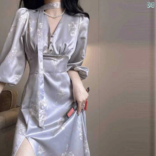 ドレス スカート レディース ファッション フレンチ フランス レトロ 優しい 女性 春秋 ロマンチック デート ドレープ 膝上 ドレス スカート レディース ファッション フレンチ フランス レトロ 優しい 女性 春秋 ロマンチック デート ドレープ 膝上
