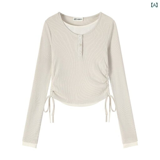 トップス シャツ レディース ファッション 韓国 スタイリッシュ 白 インナー フェイク ツーピース ショート Tシャツ 女性 春秋 長袖 ニット トップス シャツ レディース ファッション 韓国 スタイリッシュ 白 インナー フェイク ツーピース ショート Tシャツ 女性 春秋 長袖 ニット