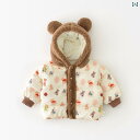 コート トップス ベビーウェア かわいい 生後 1ヶ月 赤ちゃん 冬 綿 幼児 韓国 クマ プリント 綿 ベルベット 暖かい フード付き