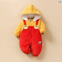 ロンパース かわいい 新生児 厚手 コットンコート 冬 フード付き 取り外し 可能 ジャンプ スーツ 裏起毛 アウター ベビー 服 冬