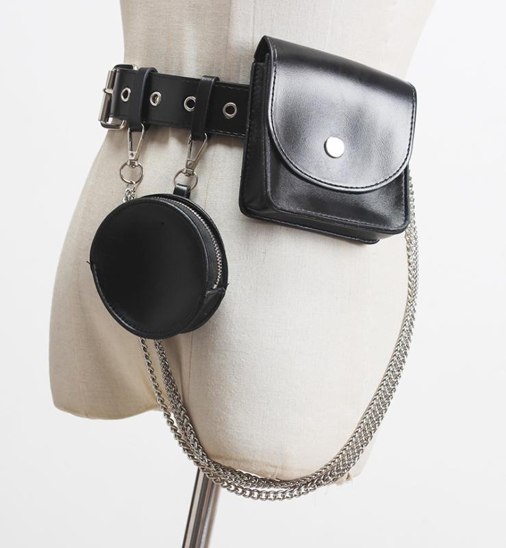 ベルト バッグ レディース ダーク パイオニア ベルト バッグ チェーン コンビ ネーション レイヤード シェイプ ベルト ウエスト ファッション