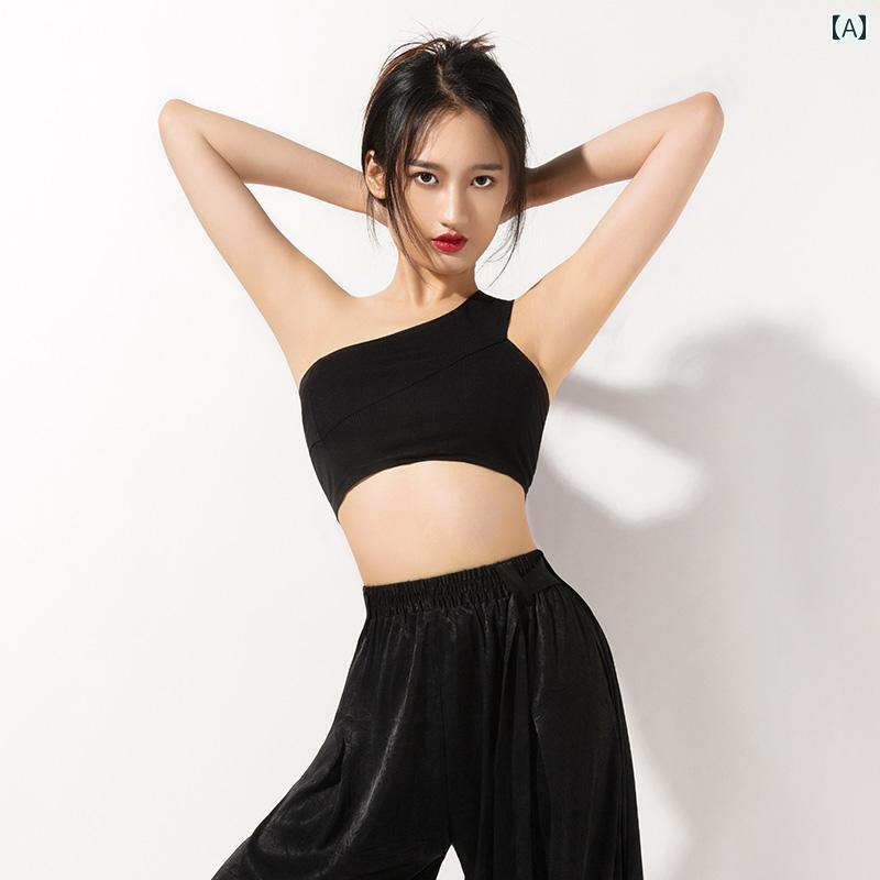 レディース 秋服 チャイナ風 ジャズ ダンス チャイニーズ 衣装 トレーニング モダン ホルターネック 綿 キャミソール メッシュ トップス