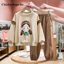 パンツ キッズ ウェア セットアップ 子供服 ガールズ 春 スーツ 洋風 子供 ゆったり プルオーバー スウェットシャツ カジュアル バド 2点 セット
