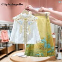 スカート キッズ セットアップ 子供服 ガールズ 春秋 雲 ショルダー 伝統的 韓服 スーツ 中華風 レトロ ツーピース 唐 スーツ